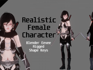 Dark Assassin - Realistic Female Character - Blender Eevee Modelo 3D