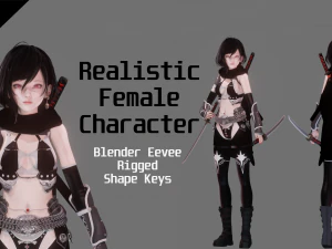 Karanlık Suikast&ccedil;ı - Ger&ccedil;ek&ccedil;i Kadın Karakter - Blender Eevee 3D Model
