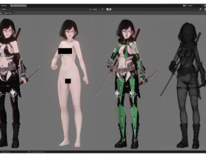 Karanlık Suikast&ccedil;ı - Ger&ccedil;ek&ccedil;i Kadın Karakter - Blender Eevee 3D Model
