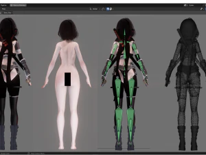 Karanlık Suikast&ccedil;ı - Ger&ccedil;ek&ccedil;i Kadın Karakter - Blender Eevee 3D Model