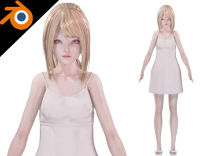 Roupa Casual 0001 - Personagem Feminina Realista - Blender Eevee Modelo 3D