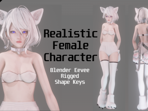 Cat Girl Cosplay - Realistic Female Character - Blender Eevee 3D Model