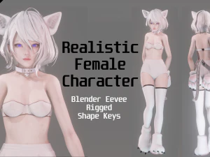 Cat Girl Cosplay - Realistic Female Character - Blender Eevee 3D Model