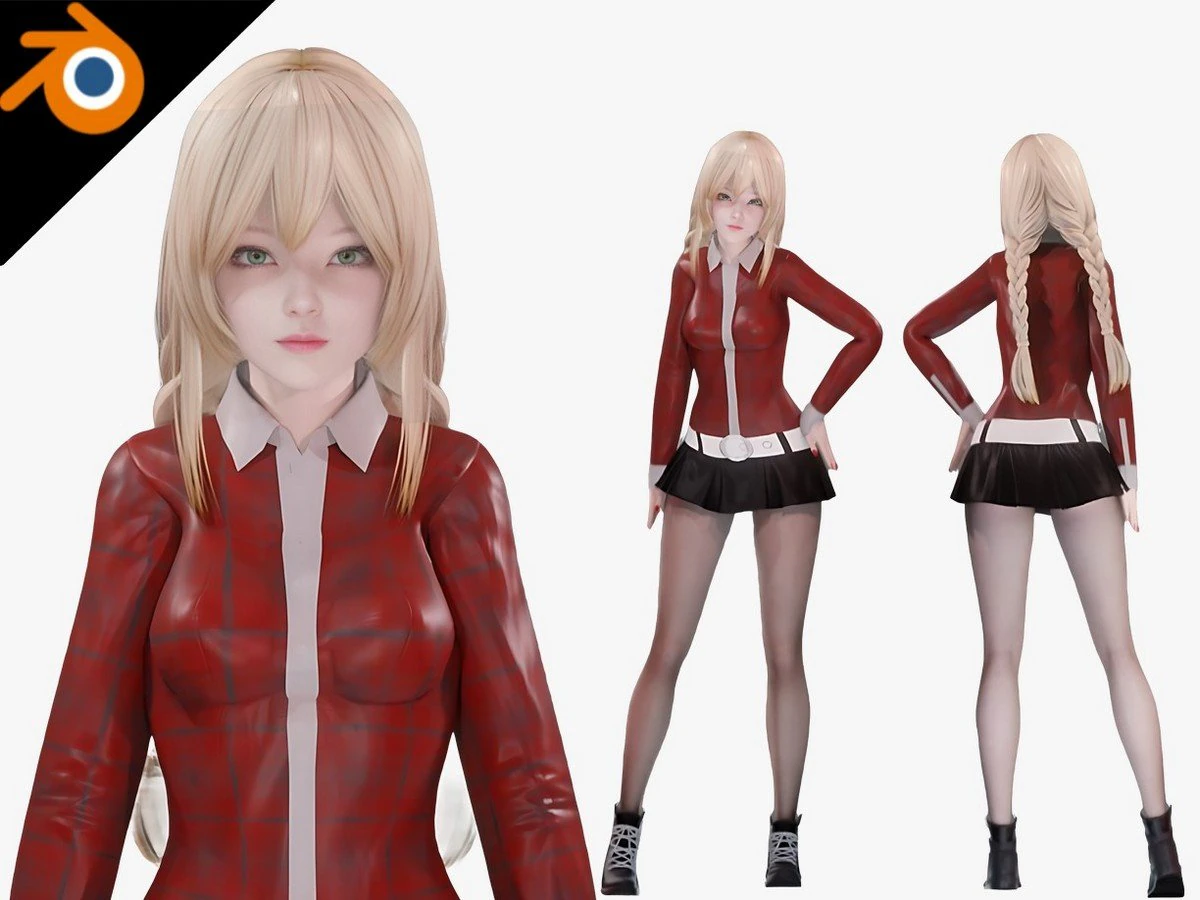 Casual Clothing 0002 - Realistic Female Character - Blender Eevee 3D Model .c4d .max .obj .3ds .fbx .stl .blend 