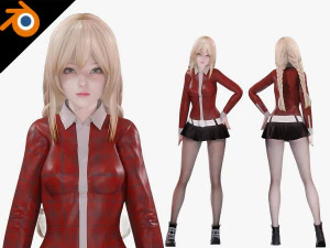 Casual Clothing 0002 - Realistic Female Character - Blender Eevee 3D Model