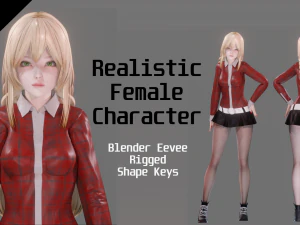 Casual Clothing 0002 - Realistic Female Character - Blender Eevee 3D Model