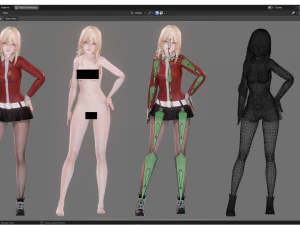 Casual Clothing 0002 - Realistic Female Character - Blender Eevee 3D Model