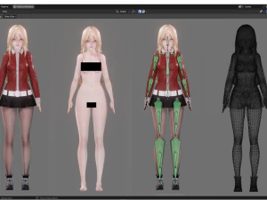 Casual Clothing 0002 - Realistic Female Character - Blender Eevee 3D Model
