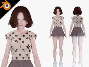 Casual Clothing 0003 - Realistic Female Character - Blender Eevee Modelo 3D