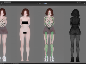 Casual Clothing 0003 - Realistic Female Character - Blender Eevee 3D 모델