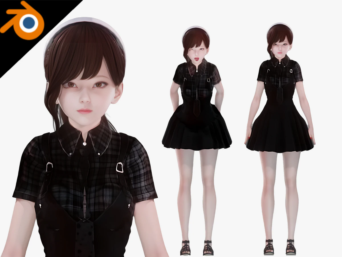Casual Clothing 0004 - Realistic Female Character - Blender Eevee 3D Model .c4d .max .obj .3ds .fbx .stl .blend 