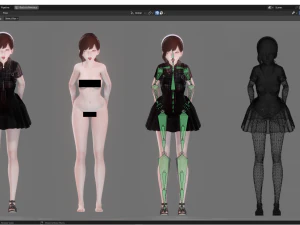 Casual Clothing 0004 - Realistic Female Character - Blender Eevee 3D Model