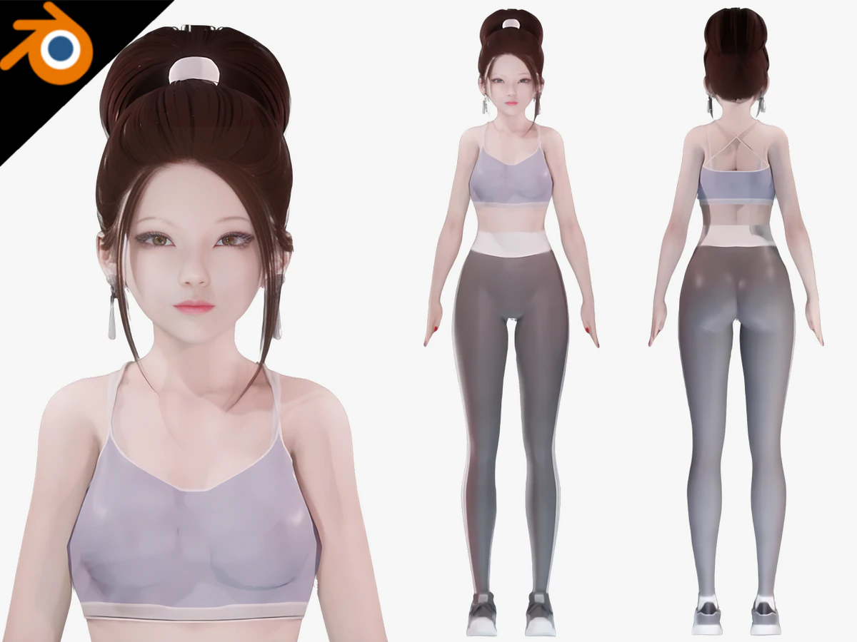 Sport Girl - Realistic Female Character - Blender Eevee 3D Model .c4d .max .obj .3ds .fbx .stl .blend 