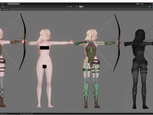 Elf Archer - Realistic Female Character - Blender Eevee 3D Model