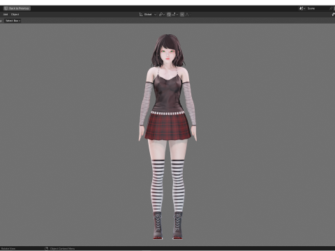 Emo Clothing 0001 - UE5 - Unity - Blender - Animated - Realistic Female Character Modèle 3D
