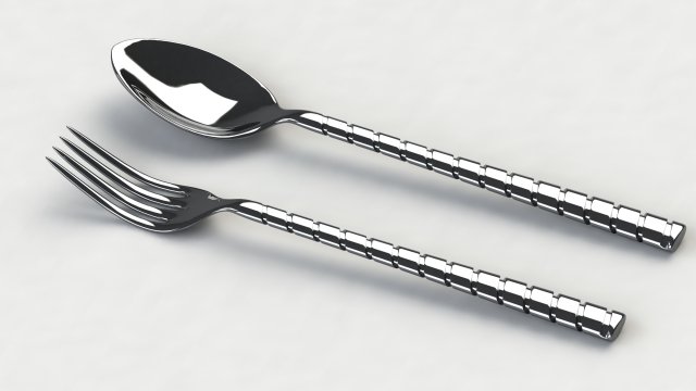 Fork and Spoon 3D 模型 .c4d .max .obj .3ds .fbx .stl .blend 