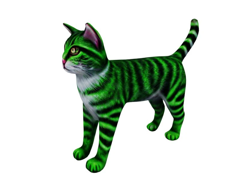 Green cat 3D Model .c4d .max .obj .3ds .fbx .stl .blend 