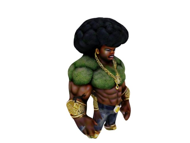 Muscular broccoli 3D 모델 .c4d .max .obj .3ds .fbx .stl .blend