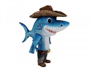 Shark with a cowboy hat 3D Model