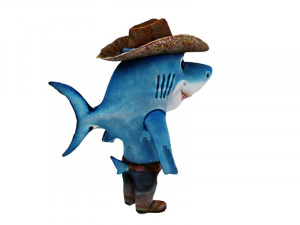 Shark with a cowboy hat 3D Model