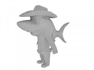 Shark with a cowboy hat 3D Model