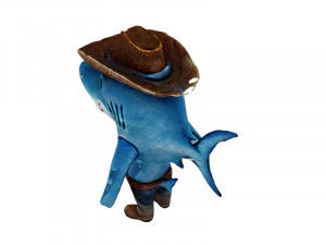 Shark with a cowboy hat 3D Model