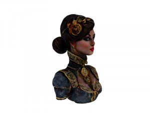 Steampunk bust woman 3D Model