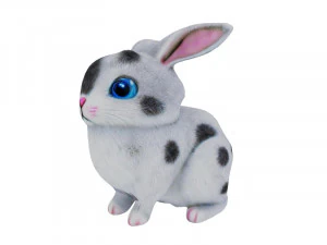 有灰色斑点的白色兔子 3D 模型