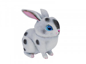 White bunny with gray spots Modelo 3D
