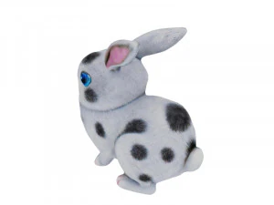White bunny with gray spots 3D Model