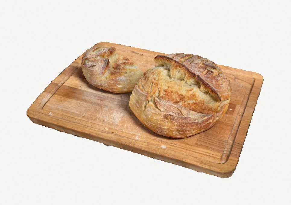 Sliced sourdough bread on board 3D Model .c4d .max .obj .3ds .fbx .stl .blend