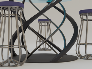 Loft chair and table 3D 模型