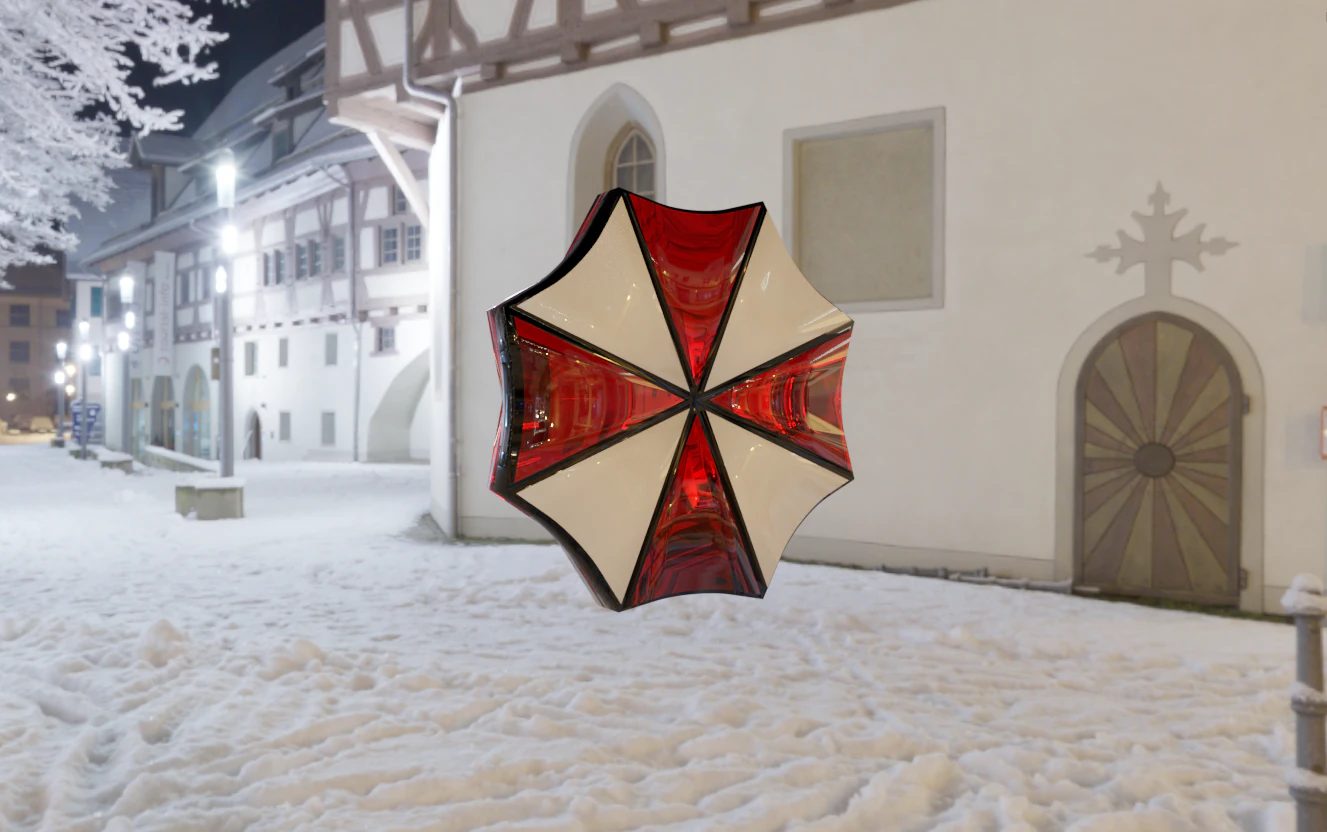 Umbrella logo Resident evil rubin 3D Model .c4d .max .obj .3ds .fbx .stl .blend