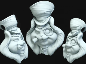 Hatters Rabbit Jewelry Pendant 3D Print Model