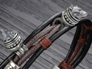 Bracelet Wolf Head and Pendant - Vikings 3D Print Model
