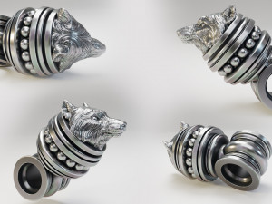 Bracelet Wolf Head and Pendant - Vikings 3D Print Model