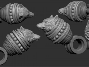 Bracelet Wolf Head and Pendant - Vikings 3D Print Model
