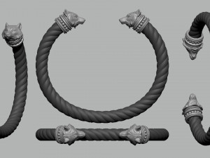 Bracelet Wolf Head and Pendant - Vikings 3D Print Model