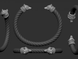 Bracelet Wolf Head and Pendant - Vikings 3D Print Model