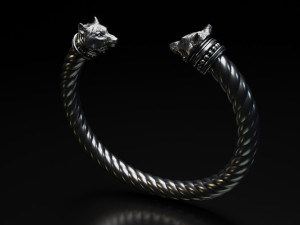 Bracelet Wolf Head and Pendant - Vikings 3D Print Model