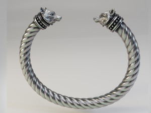 Bracelet Wolf Head and Pendant - Vikings 3D Print Model