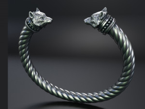 Bracelet Wolf Head and Pendant - Vikings 3D Print Model