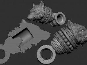 Bracelet Wolf Head and Pendant - Vikings 3D Print Model