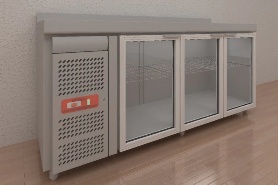 Glass doors counter 3D Model .c4d .max .obj .3ds .fbx .stl .blend 