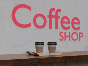 Coffee cups with tray 3D Model