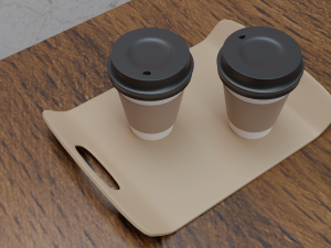 Coffee cups with tray Modelo 3D