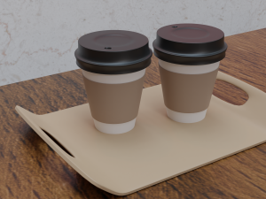 Coffee cups with tray Modelo 3D