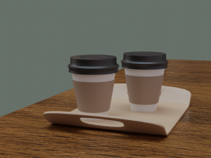 Coffee cups with tray Modelo 3D
