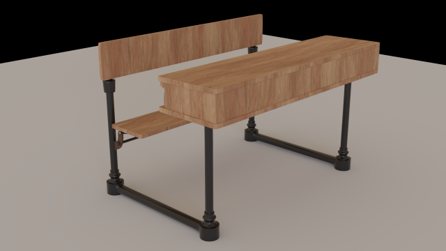 School Desk 3D Model .c4d .max .obj .3ds .fbx .stl .blend 