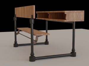 School Desk 3D Model